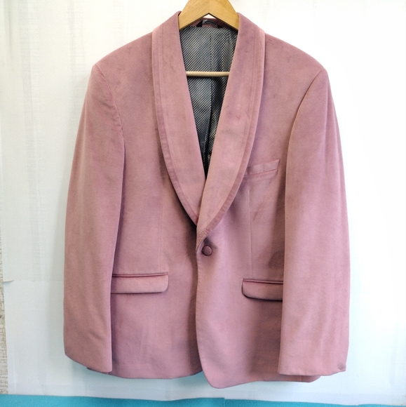 Allure Men Dusty Rose Pink Velvet Slim Fit Jacket Size 40S/0 - Picture 2 of 16